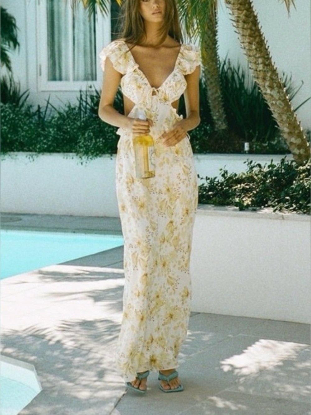 Sabo Skirt Yellow Floral Cutout Maxi Dress